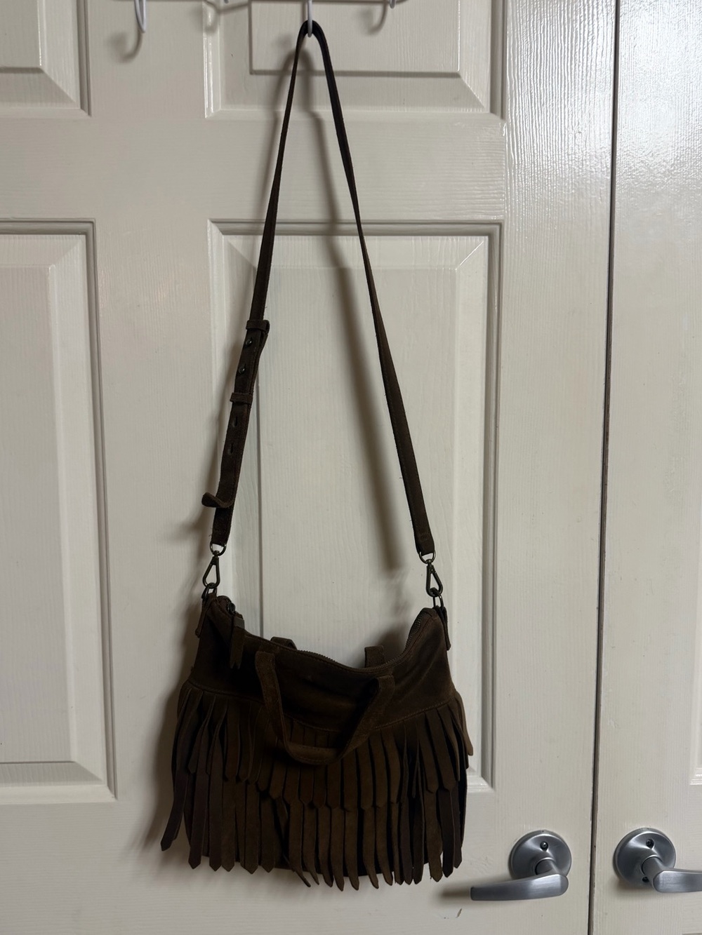 Madewell Brown Suede Fringe Crossbody Bag